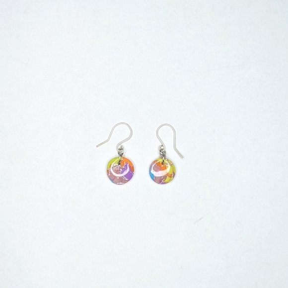 Small Neon Rainbow Tie-dye Earrings - Picture 4 of 5